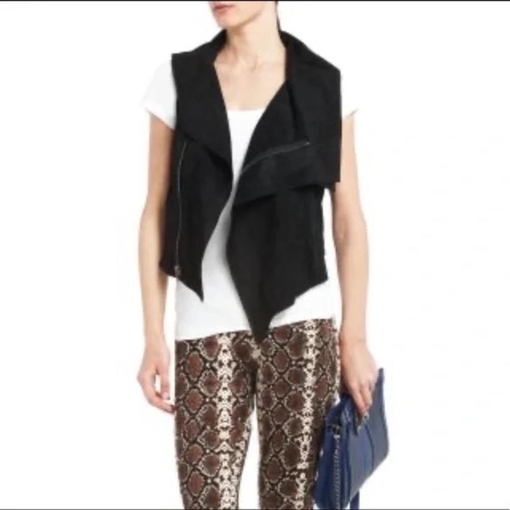 BCBG MaxAzria Fabian Faux Suede Vest in Black Size S
